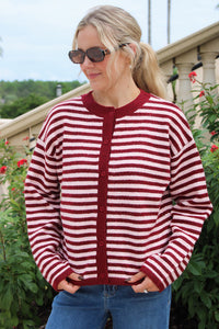 The Right Direction Striped Cardigan - Pink