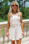 Calling The Shots Lace Trim Romper - Oatmeal