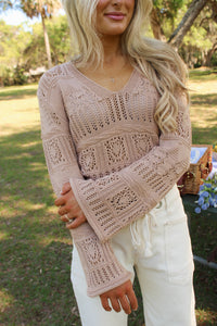 Sadie & Sage: Liquid Soul V-Neck Sweater - Taupe