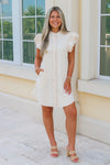Rock The Town Button Down Mini Dress - Bone