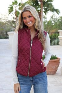 At The Lodge Quilted Padded Vest -  Wine