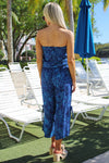 Enchanted Waters Strapless Jumpsuit - Blue Leaf