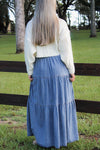 Southern Charm Tiered Maxi Skirt - Med Wash