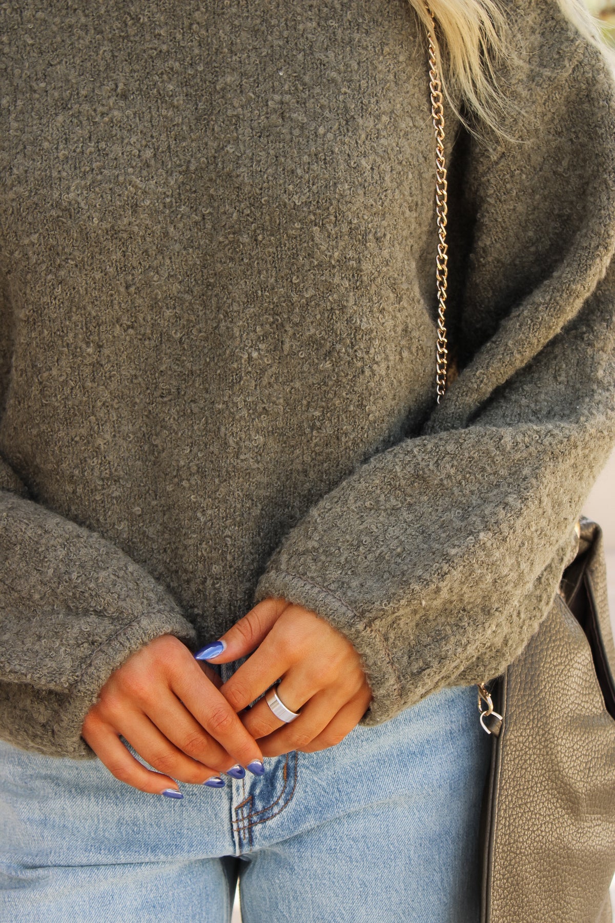 Falling Into Place Knit  Sweater - Olive