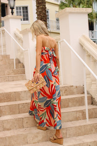 Sunset Palm Tropical Printed Maxi Dress - Multi