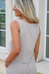 Daydreams Of You Pinstripe Crop Top - Khaki