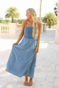 Z Supply: Bayside Chambray Midi Dress - Medium Chambray