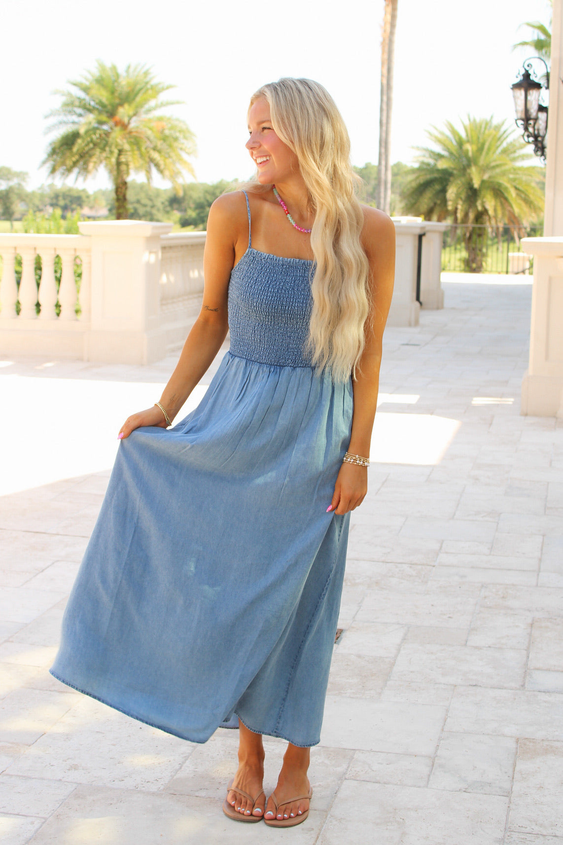 Z Supply: Bayside Chambray Midi Dress - Medium Chambray