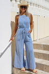 Summer Adventures Sleeveless Gauze Jumpsuit - Denim