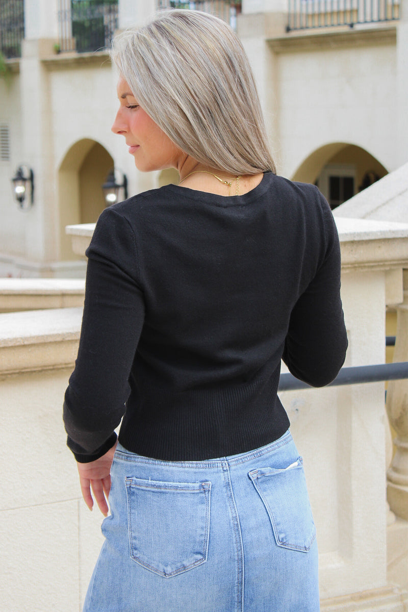 Winter Tale Button Down Cardigan - Black