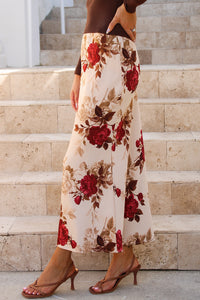 Harvest Romance Floral Midi Skirt - Khaki Multi