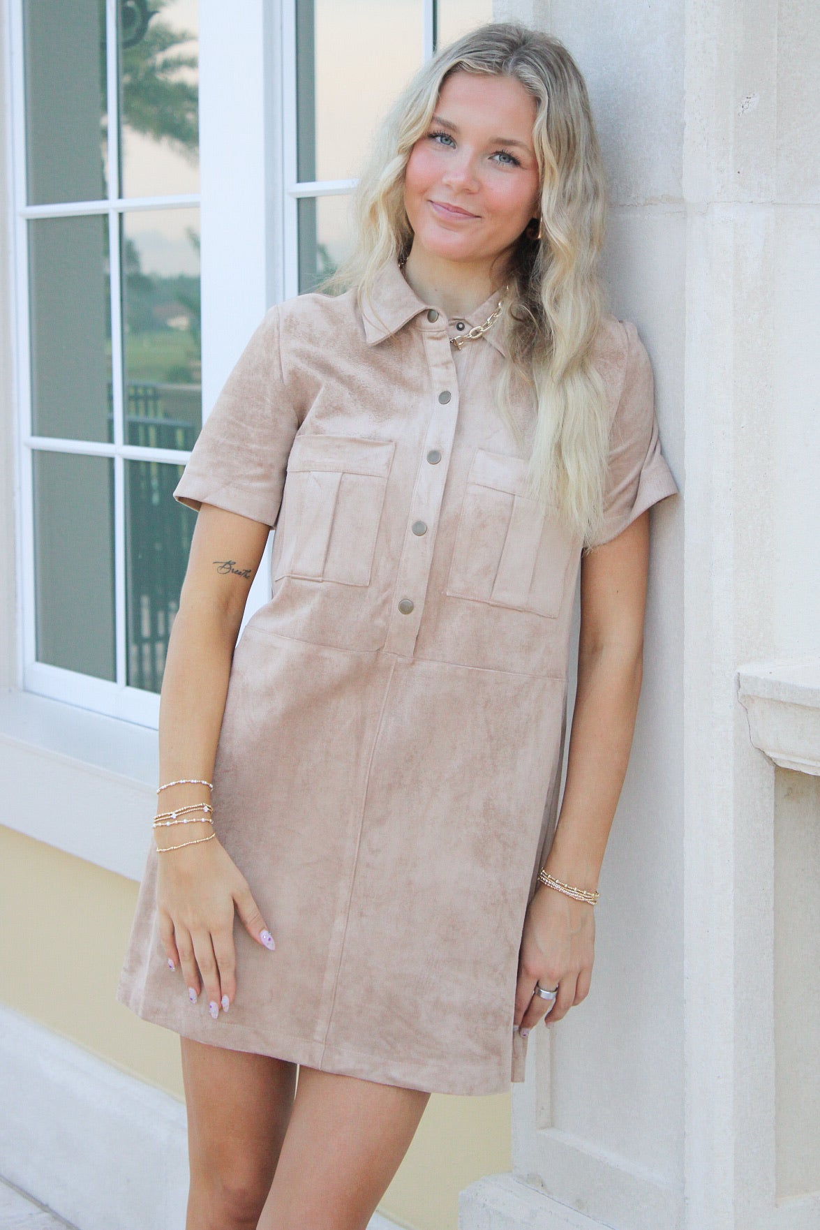Z Supply: Leone Suede Mini Dress - Light Sand