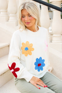 Wild Bloom Crochet Floral Sweater - Multi