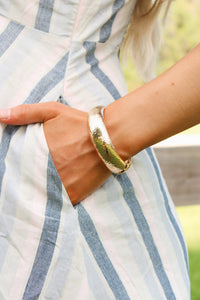 Hammered Round Bangle Bracelet - Gold