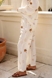 Surf Gypsy: Coastal Escape Wide Leg Pants - Ivory