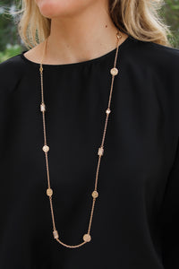 32" Hammered Disk Necklace - Gold