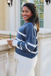 Z Supply: Jordane Striped Sweater - Storm Cloud Heather