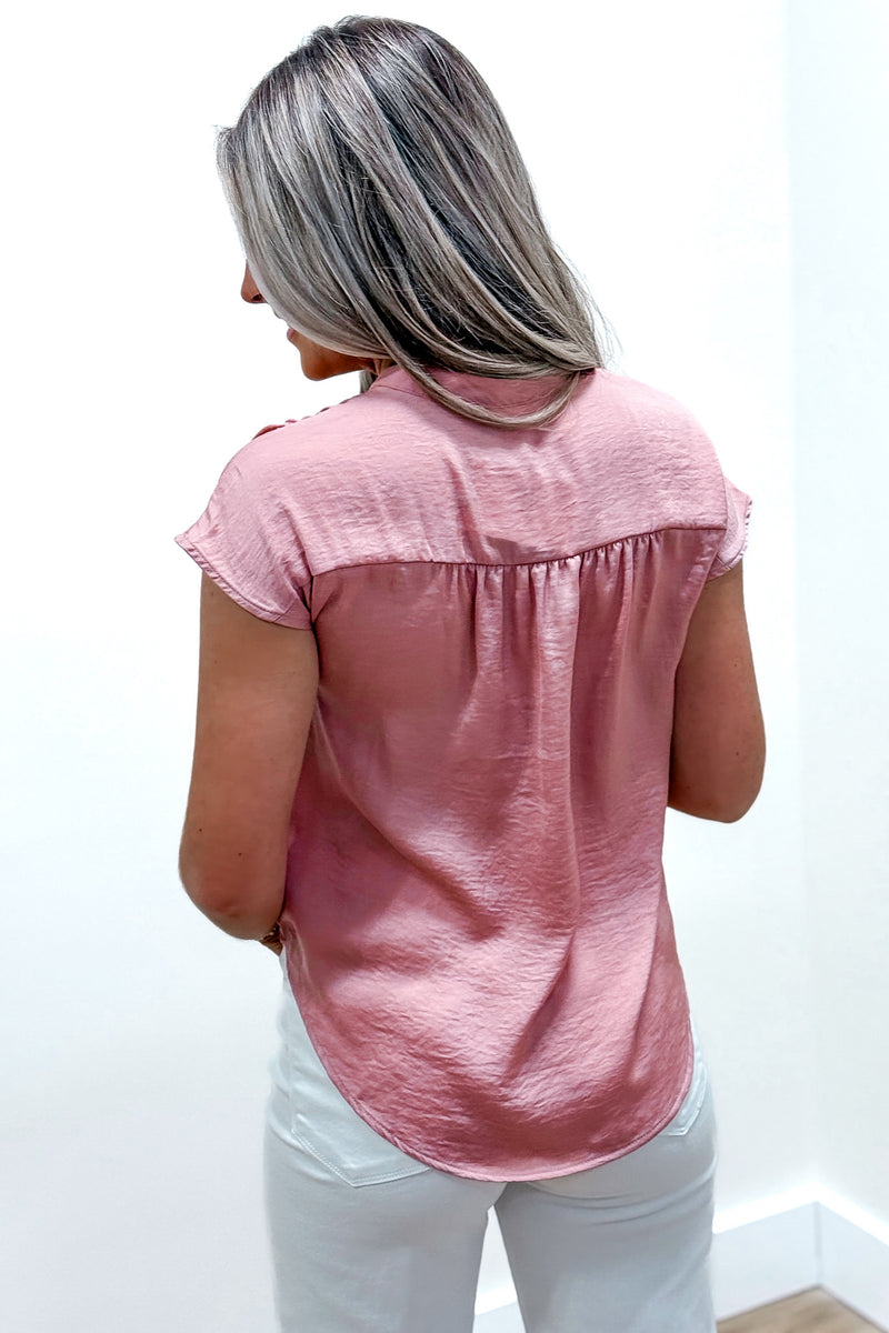 Spring Feelings V-Neck Top - Pink