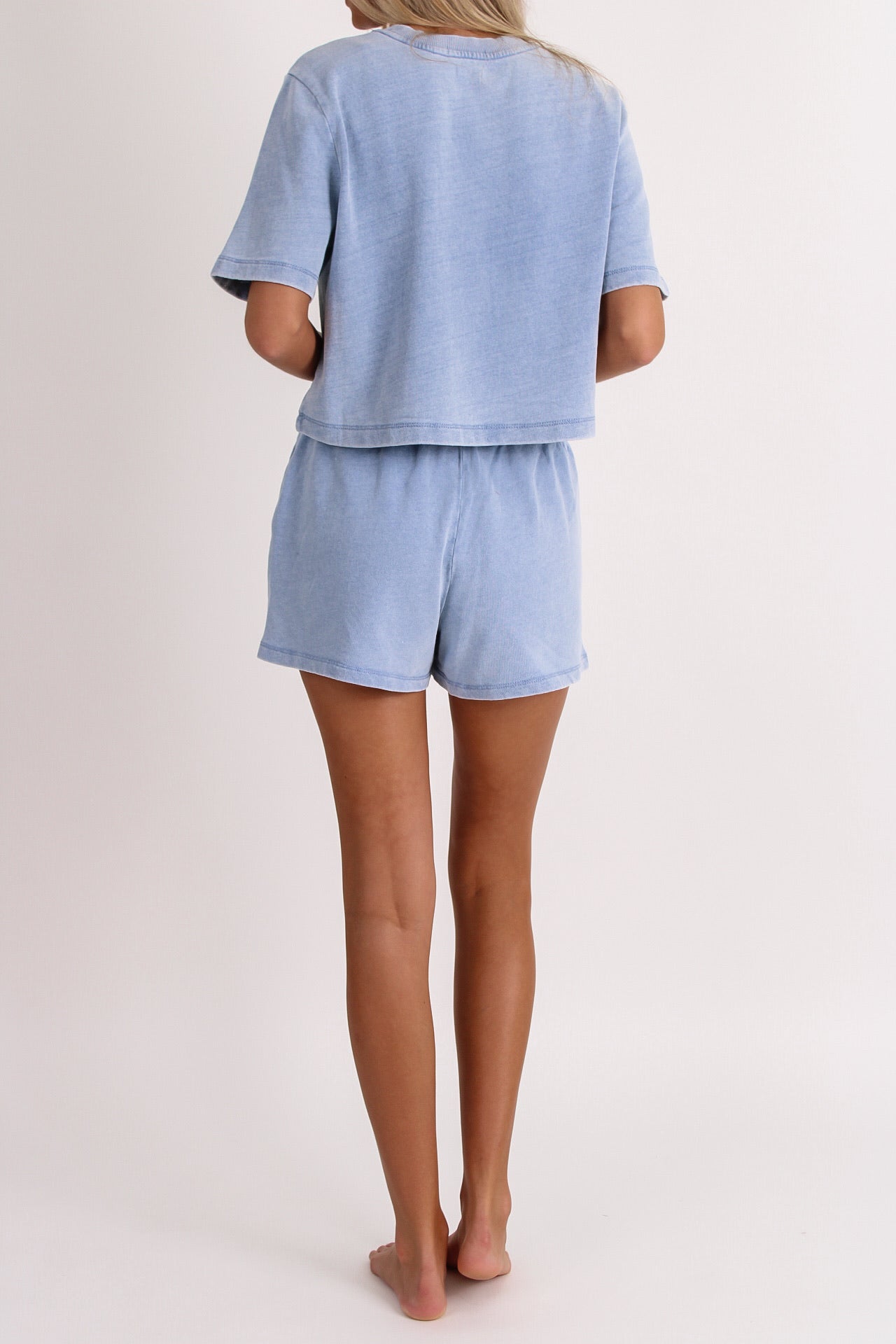 Z Supply: Hunter Knit Denim Shorts - Ocean Air Indigo