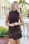 Runway Vision Belted Short Dress - Dk. Oak