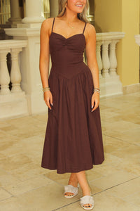 Forever Yours Sweetheart Midi Dress - Brown