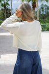 Trendy Days Front Tie Sweater -  Cream