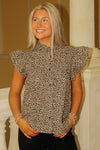 Cheer With Me Flutter Sleeve Top - Leopard