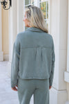 Z Supply: All Day Cropped Knit Denim Jacket - Hunter Green