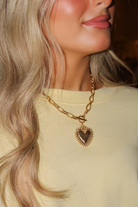 Heart Link Toggle Necklace - Gold