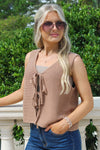 On The Run Tie Front Sweater Vest - Coco