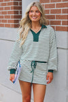 Play Date Striped Cropped Pullover Top - Hunter Green