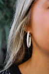 Rhinestone Wrapped Hoop Earrings - Silver