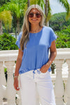 Casual Days Ahead Linen Top - Orchid Blue