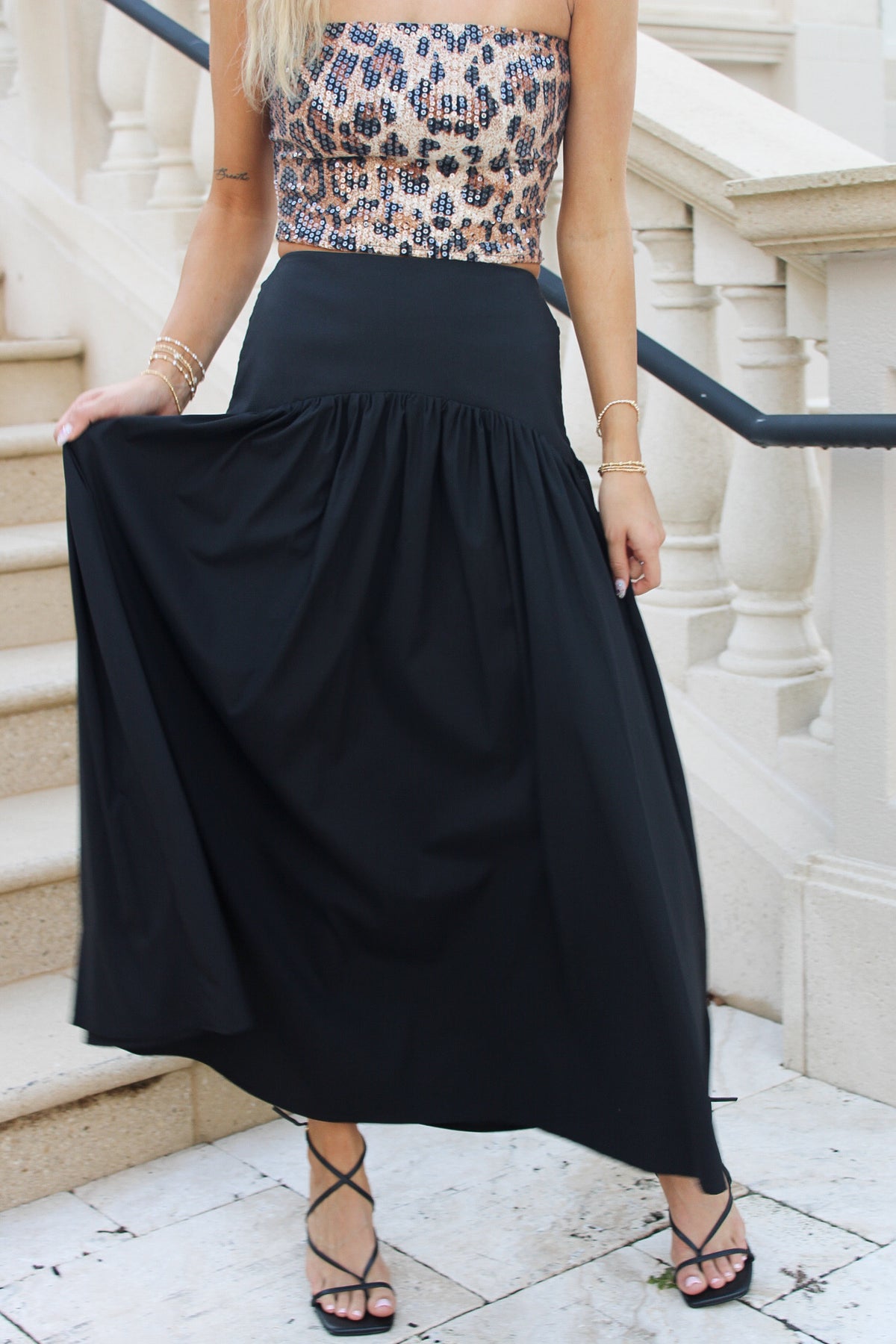 Endless Nights Maxi Skirt - Black