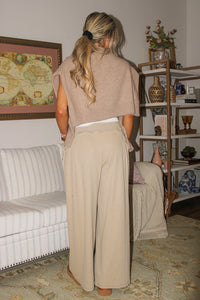 Sunday Escape Wide Leg Ribbed Pants - Taupe