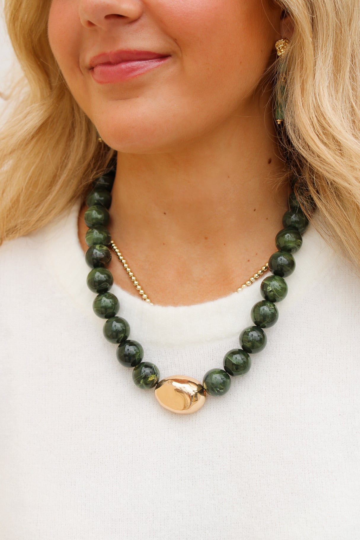 Cypress Lane Beaded Necklace - Olive