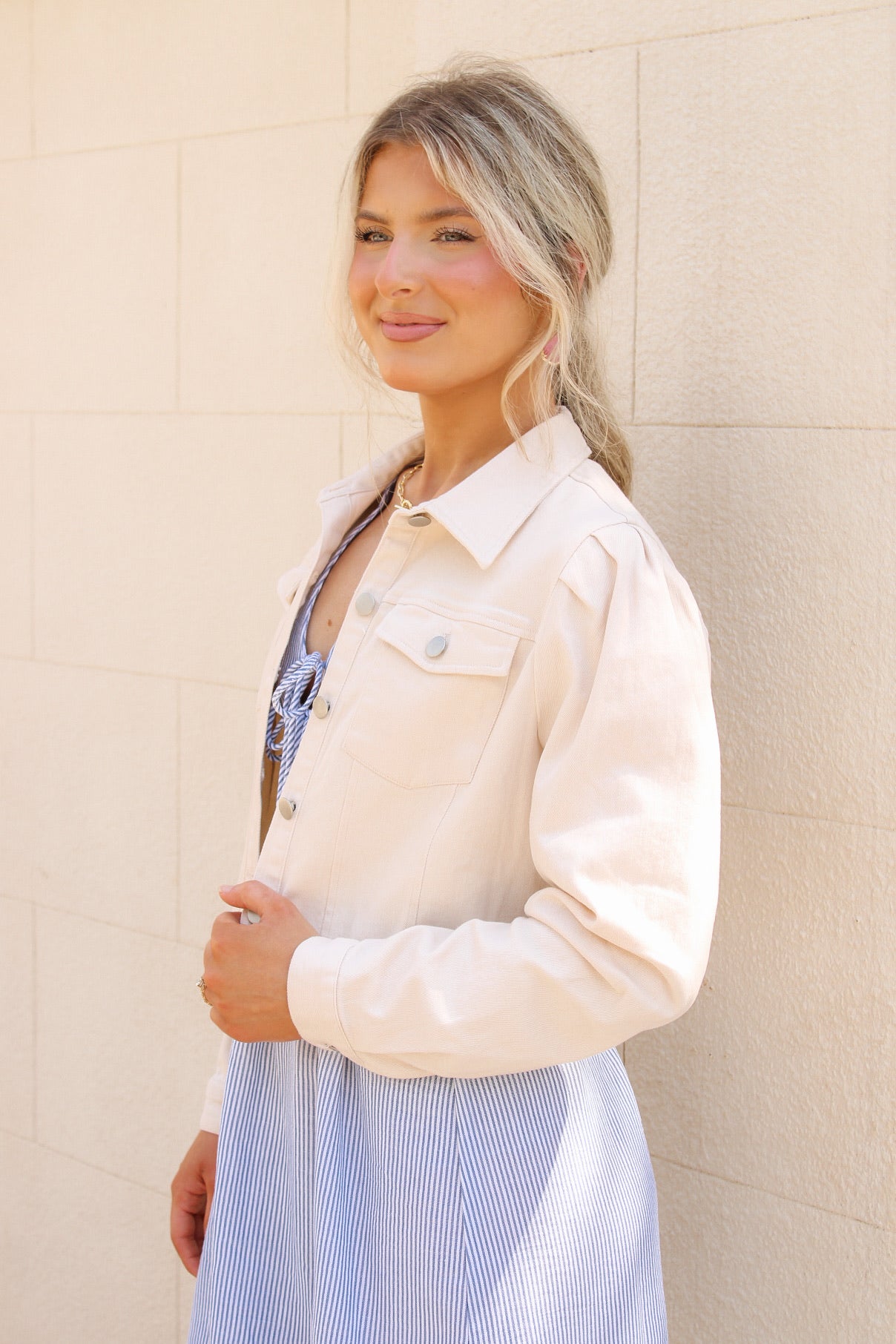 Clear Eyes Denim Jacket - Cream