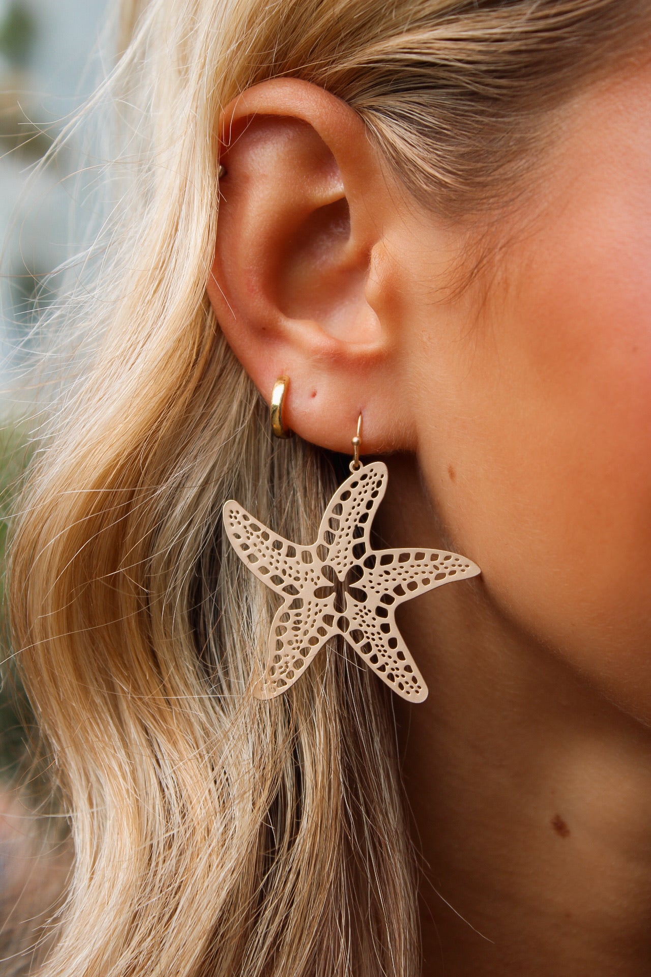 Starfish Filigree Earrings - Gold