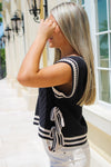Cherished Moments Tie Sweater Vest - Black