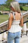 Feeling Free Tie Strap Top - Cream/Black