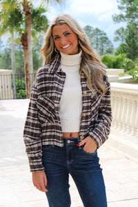 Cheerful Days Cropped Jacket - Brown