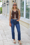 Friendly Gatherings Crochet Knit Vest - Brown