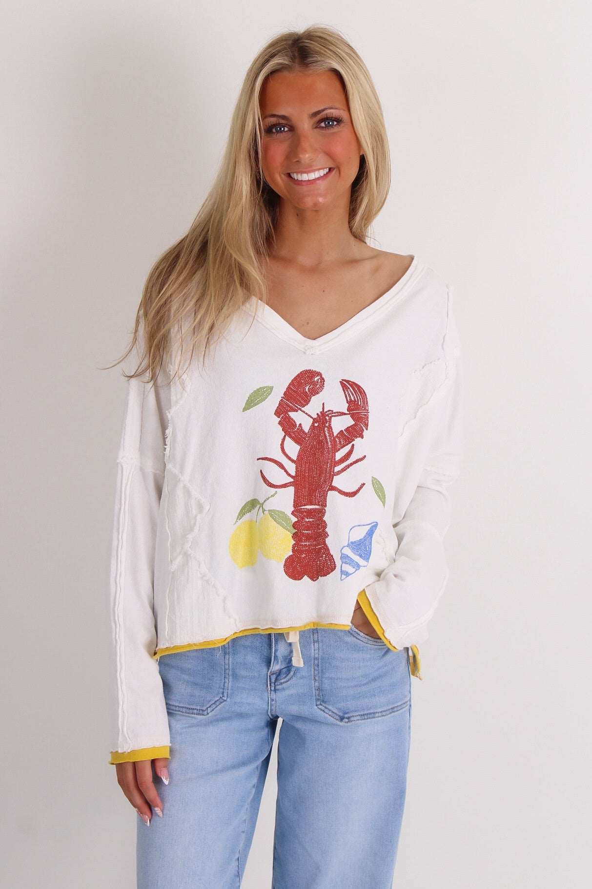 Cape Cod Lobster Raw Edge Top - Lemon Butter