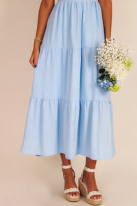 My Summer Love Tiered Midi Dress - Dusty Blue