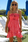 Summer Delight Smocked Mini Dress - Coral