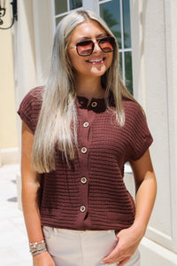 Always Remember Me Button Down Sweater - Chocolate