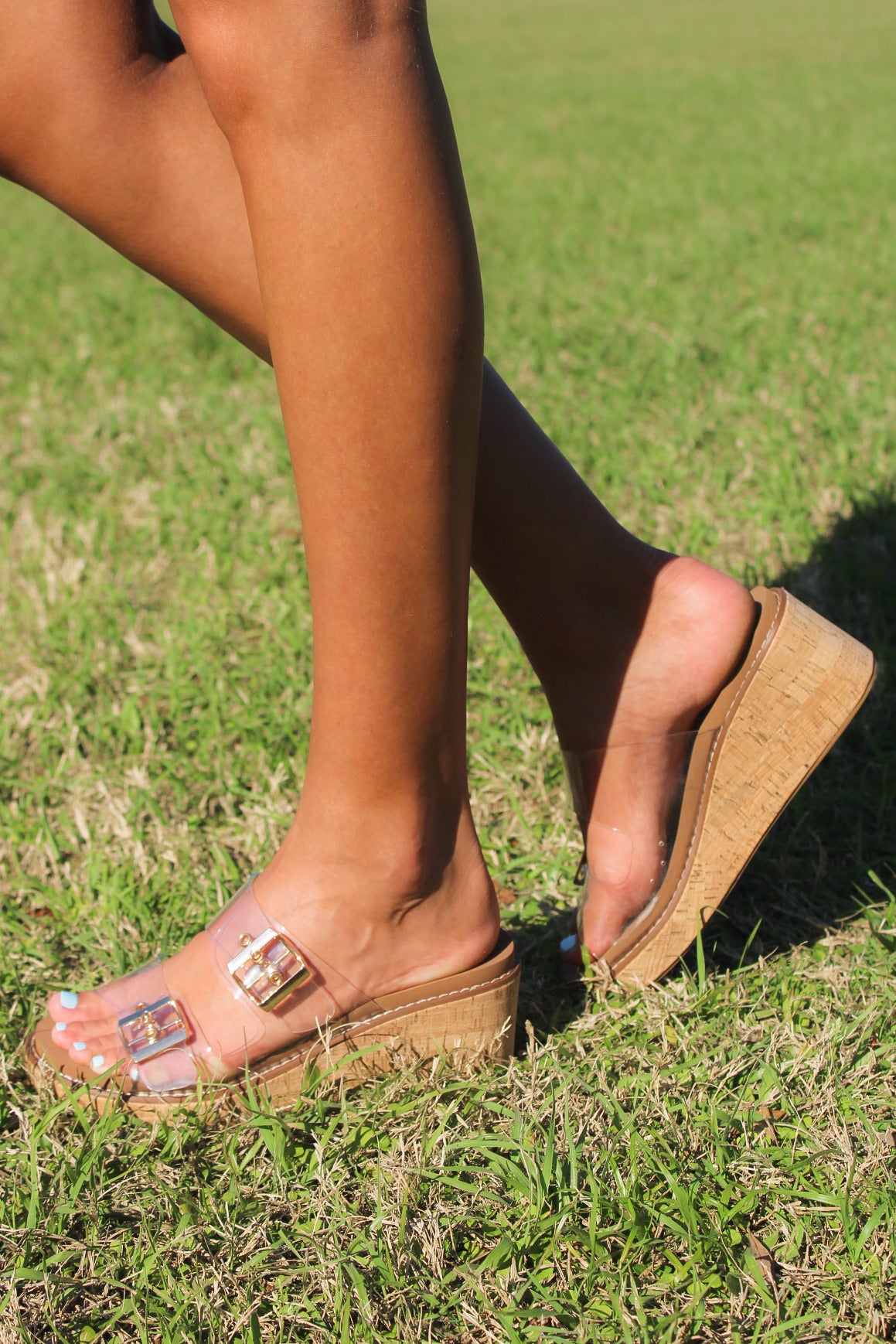 Kylee Double Strap Wedge - Clear