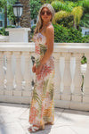 Desert Palms Halter Maxi Dress - Tan Multi