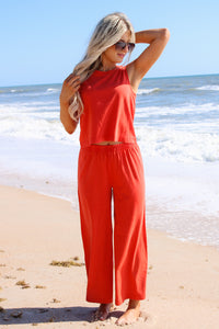 Z Supply: Scout Jersey Cropped Flare Pant - Lychee