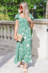 Simple Thoughts Floral Midi Dress - Green